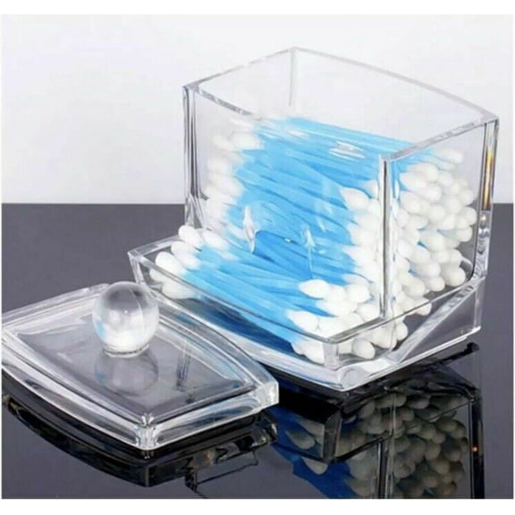 Clear Acrylic Q-tip Makeup Storage Cotton Swab Holder Box Cosmetic Organizer