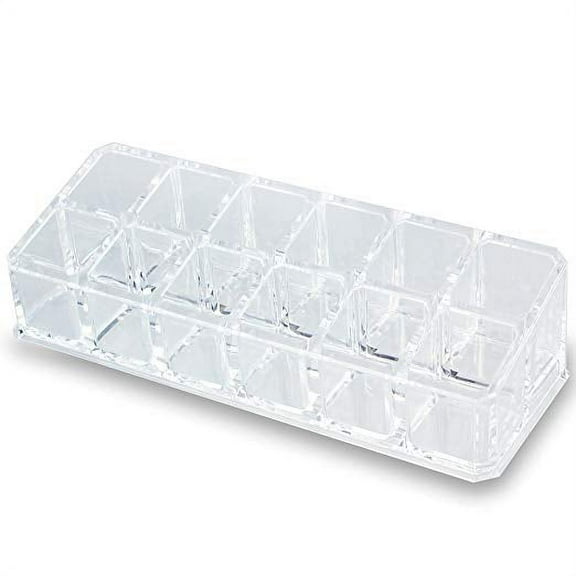 Clear Acrylic Rectangle Case Holder with 12 Compartments Organizer