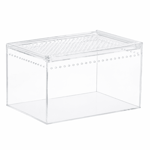 Clear Acrylic Reptile Terrarium 7.9 x 5.9 x 3.9 Inch, Transparent Reptile Enclosure Tank with Ventilation, Feeding Box Habitat for Lizards, Spiders, Insects, Amphibians