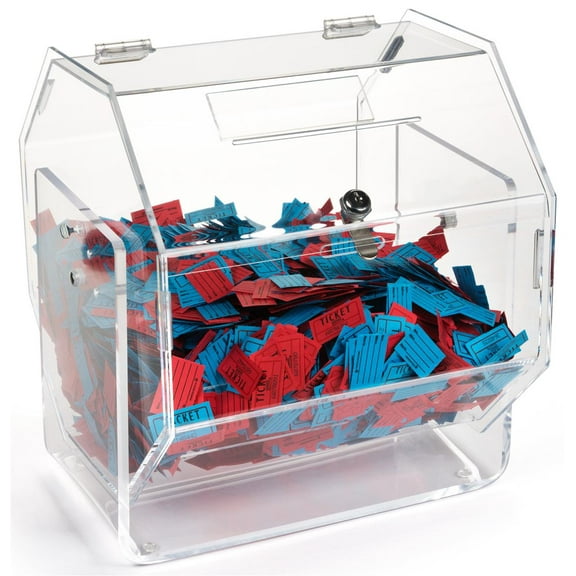 Clear Acrylic, Rotating Raffle Drum With Lock and Key for Tabletop Use (RDRUMSM)