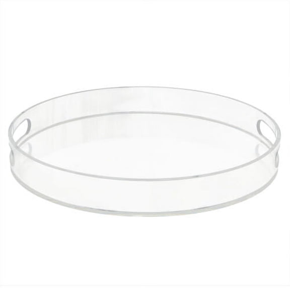 Clear Acrylic Round Tray Serving Tray Coffee Table Tray w/Handle Waterproof 40cm