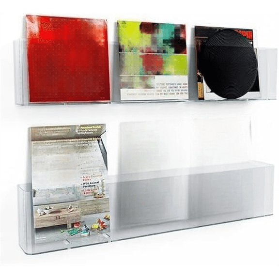 Clear Acrylic Shelves, 17" Vinyl Holder for Album Record Storage & Display, Acrylic Floating Shelves for Wall Decor, Kids Bookshelf, Magazine Rack, Picture Ledge$$Home Decor, Kitchen, & Other