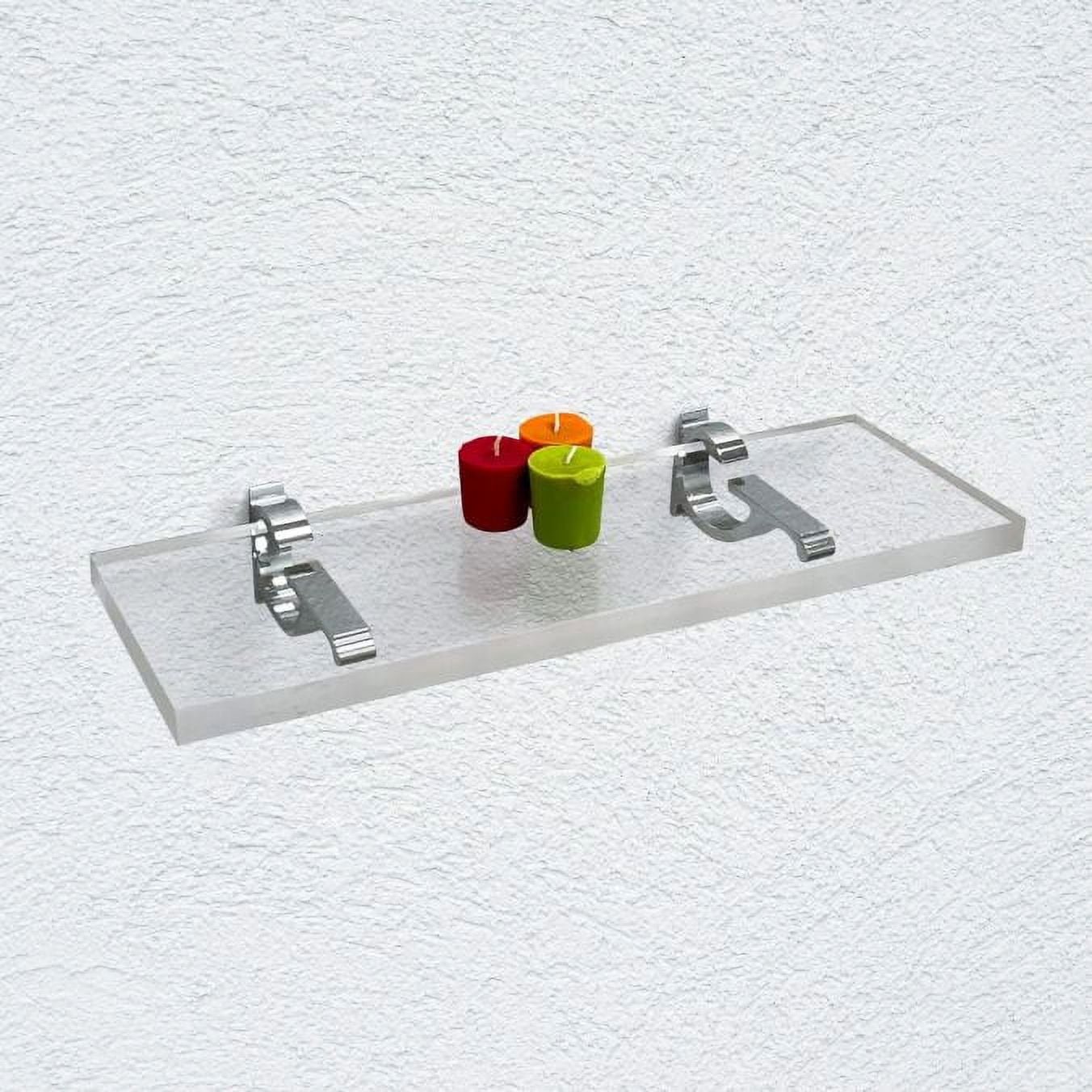 Clear Acrylic Floating Wall Shelf with Brushed Nickel Brackets