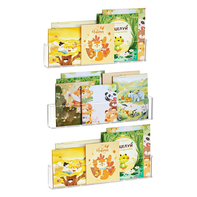 Clear Acrylic Shelves for Book 3 Packs, 17.7" Hanging Shelves Wall
