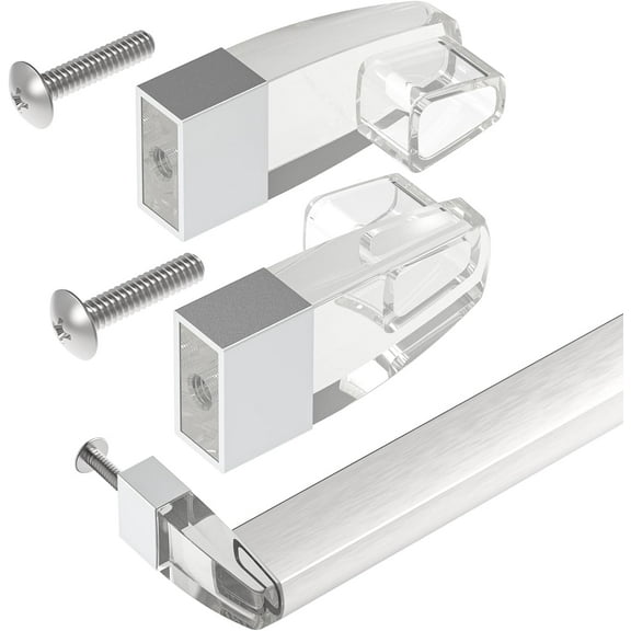 Clear Acrylic Shower Door Towel Bar Brackets Fit for Alumax/Basco Framed Sliding Glass Shower Door Towel Rod, Sliding Doors Replacement Parts with Bright Chrome Sleeve, Set of Two Brackets