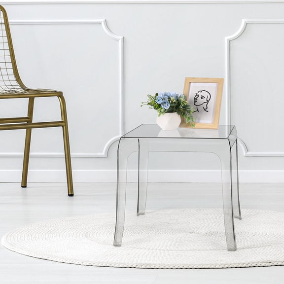Clear Acrylic Side Table, 16" Transparent End Table, Modern Minimalist Accent Table for Living Room, Bedroom & Patio