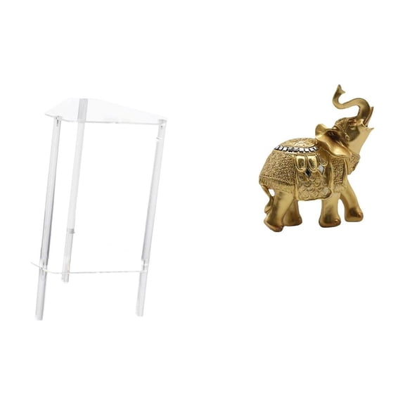 Clear Acrylic Side Table Elephant Statue Nightstand Compact Resin Material for Living Room Bedroom Office Decor