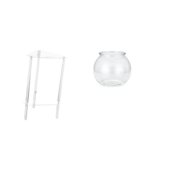 Clear Acrylic Side Table Nightstand Fish Bowl Vase Compact Size for Bedroom Living Room Office Space Saving Furniture