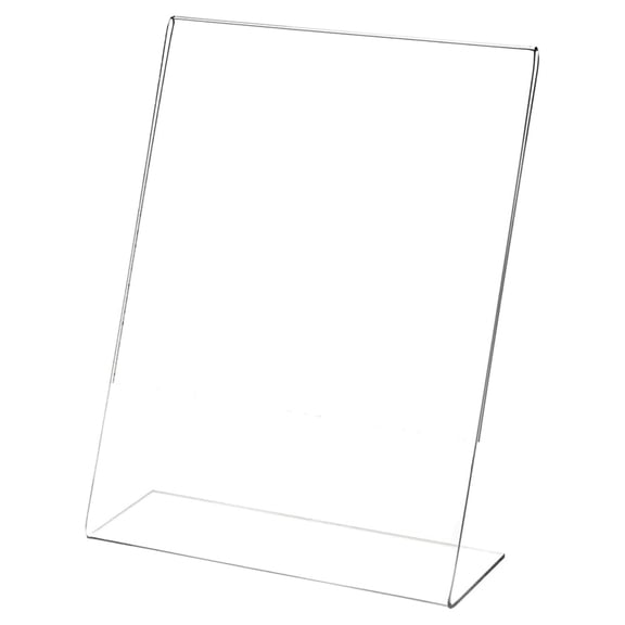 Clear Acrylic Sign Display / Literature Holder (Angled), 7" W x 9" H (2 Pack)
