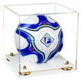 thumbnail image 1 of Clear Acrylic Soccer Ball Display Case with Gold Risers and White Base (B02), 1 of 2