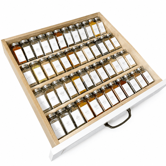 Clear Acrylic Spice Drawer Organizer, 4 Tier Expandable Spice Rack for Drawer, 2 Set Adjustable Kitchen Seasoning Tray