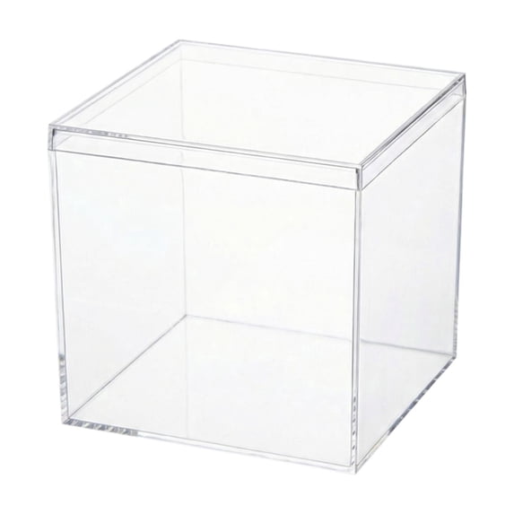 Clear Acrylic Square Box Transparent Plastic Storage Container for Display and Organization Durable Heavy Duty Material Multipurpose Small Item Case 4.7 inch