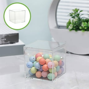 Clear Acrylic Square Cube Boxes, Plastic Square Cube Containers with Lid Storage Organizer Display Case 3x3x3 Inches for Candy Pill, Cotton Ball, Tiny Jewelry Beads, and findings, Craft Supplies, M