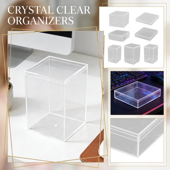 Clear Acrylic Square Display Box Plastic Transparent Storage Case for Jewelry Collectibles Crafts Candy Small Items Showcase 2x2x1.6 Inch
