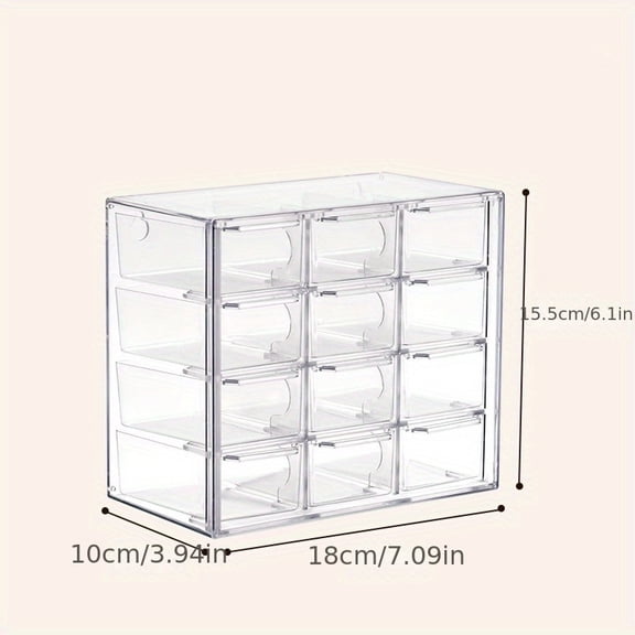 Clear Acrylic Stackable Desk Organizer with Drawers for Makeup, Crafts & Beads - Versatile Storage for Dresser, Bathroom