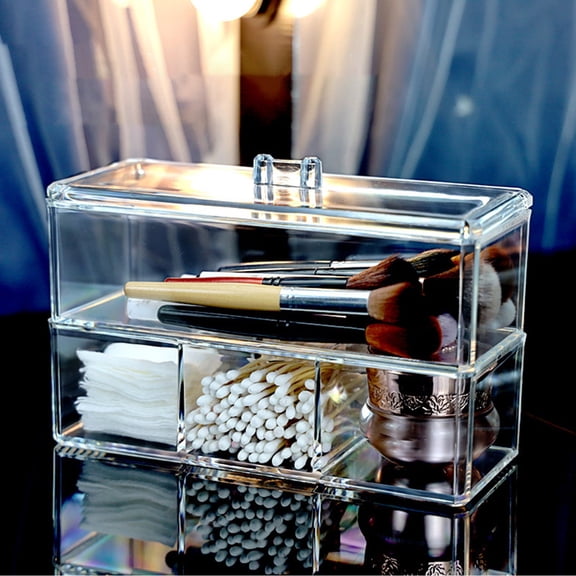 Clear Acrylic Stackable Storage Box with Lid | 3-Tier Organizer for Hair Accessories, Jewelry & Makeup | Dustproof Rectangular Container for Girls Room or Bathroom