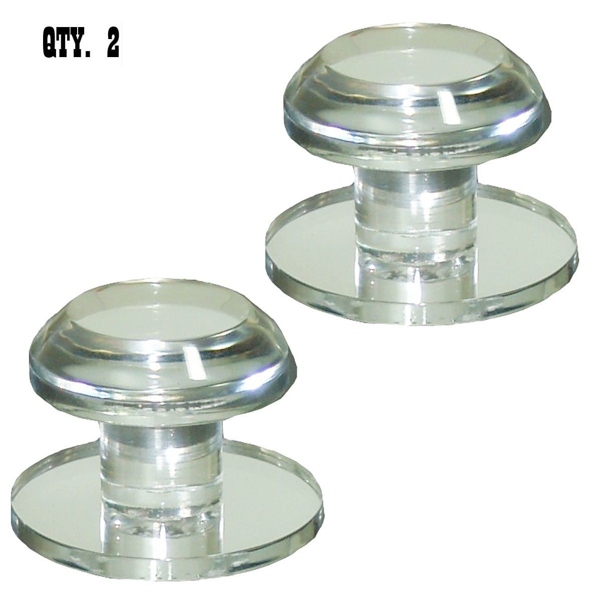 Clear Acrylic Beveled Face Mirror Round Knobs - Pack of 2
