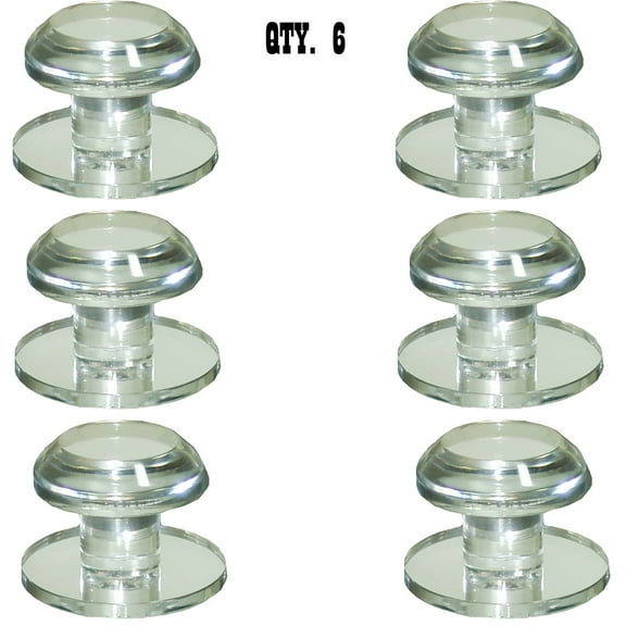 Clear Acrylic Stick-On Beveled Face Mirror Round Knobs - Pack of 6