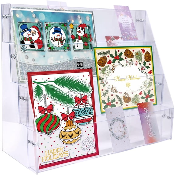 Clear Acrylic Sticker Display Stand 4-Tier Sticker Display Rack Holder Portable Card Display Rack