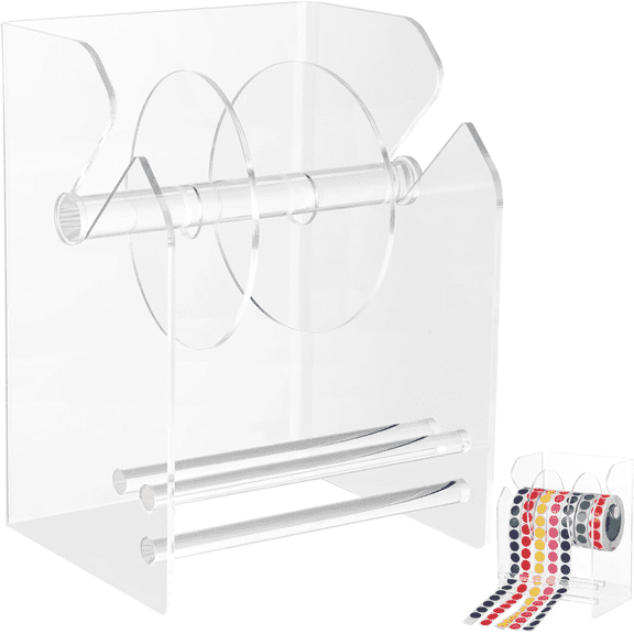 Clear Acrylic Sticker Roll Dispenser, Multi-Roll Label Organizer Holder, Desktop Tape Dot Label Storage Rack for Office Craft Boutique