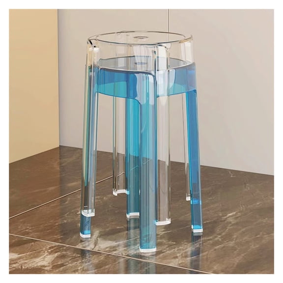 Clear Acrylic Stools Set of 2 Stackable Stools Plastic Transparent Bar Stools,Backless Bar Stools Dining Stools Decorative Stool for Coffee Shop
