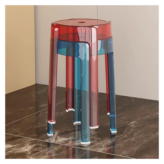 Clear Acrylic Stools Set of 2 Stackable Stools Plastic Transparent Bar Stools,Backless Bar Stools Dining Stools Decorative Stool for Coffee Shop