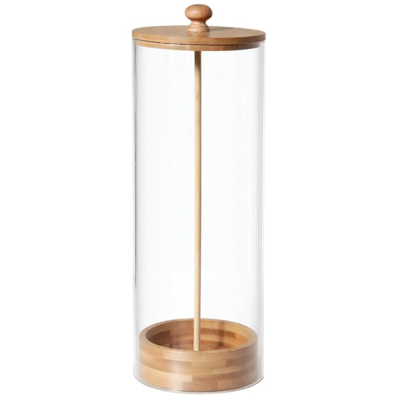 Clear Acrylic Straw Holder Dispenser, Large Capacity Drinking Straw Container with Wood Lid, 10.2 in / 25.8 cm Tall Straw Holder for Counter, Versatile Storage for Straws, Coffee Stirrers