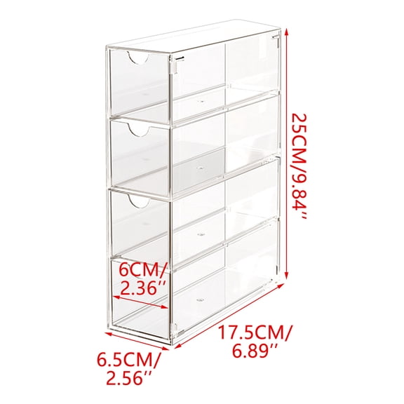 Clear Acrylic Sunglasses Organizer, 4 Drawer Eyeglasses Storage Case, Stackable Desktop Sunglass Display Box for Vanity Dresser, Transparent Eyewear Holder for Home Office
