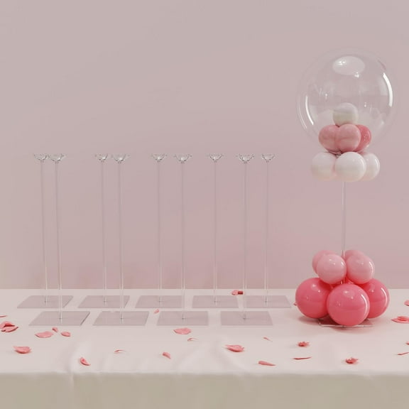 Clear Acrylic Tabletop Balloon Stand Kit, 15.75 Inch 10 pack Ballon Stick Holder with Base for Centerpiece Party Decoration (Balloons Not Included)
