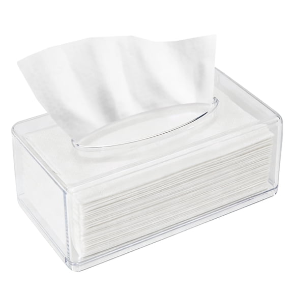 Clear Acrylic Tissue Box Cover, Rectangle Dryer Sheet Dispenser for Bathroom Kitchen Laundry Room Office
