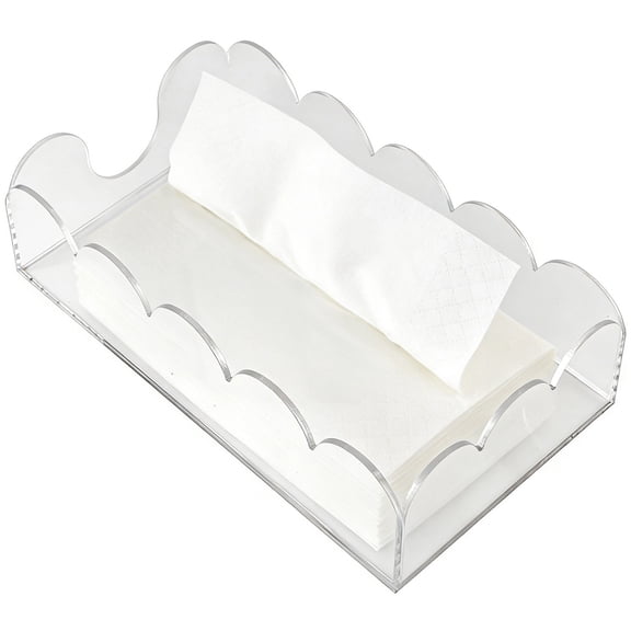 Clear Acrylic Tissue Box, Crystal Transparent Napkin Holder, Guest Towel Box with Wide Opening Design, Non-Slip Universal 9.1 x 5.1 Inch Tissue Organizer for Bathroom, Bedroom, Office Countertop