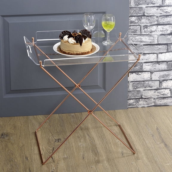 Clear Acrylic Top Table with Copper Accented Base / Mobile for Different Rooms