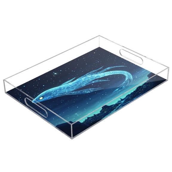 Clear Acrylic Tray Water Cup Tray Teacup Jewelry Storage Tray for Serving and Home Decor Ancient Sea Creature