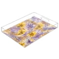 thumbnail image 1 of Clear Acrylic Tray Water Cup Tray Teacup Jewelry Storage Tray for Serving and Home Decor Yellow and Lavender Flowers, 1 of 7