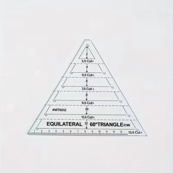 Clear Acrylic Triangle Ruler for Sewing Quilting Fabric Cutting, Transparent Measuring Tool