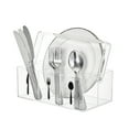 Clear Acrylic Utensil Caddy with Rotating Carry Handle, Divided Cutlery ...