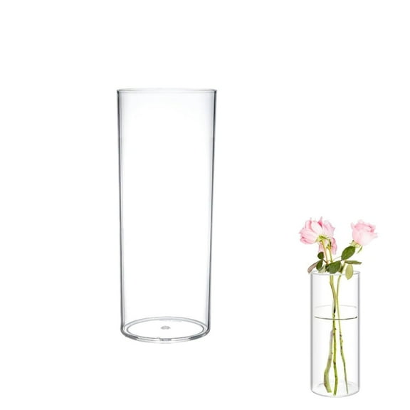 Clear Acrylic Vase,3.9x11.8In Portable Shatter-Proof Floral Container for Wedding,QZS Unbreakable Container for Party,Wedding