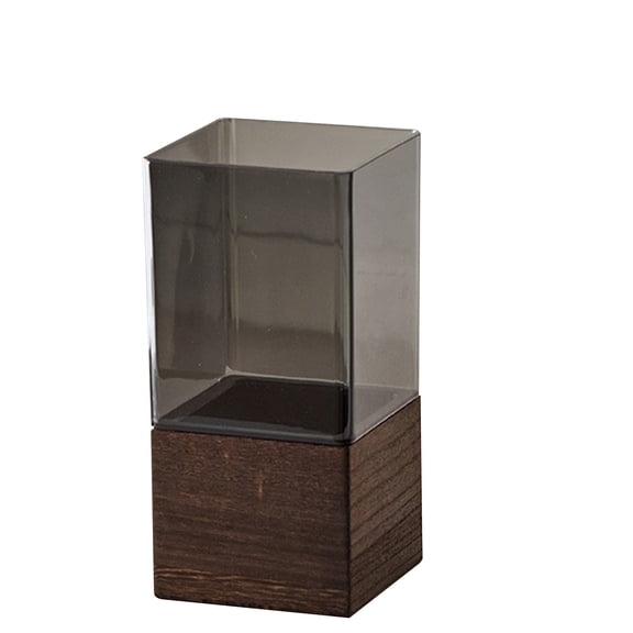 Clear Acrylic Vase, Rectangular Tall Flower Vase with Wood Base, Boho Rustic Plastic Vase Shatterproof Flower Vase for Wedding Centerpieces, Home Office Decorations
