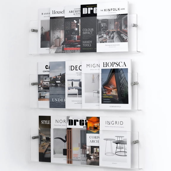 Clear Acrylic Wall Mount 3-Tier Brochure Holder Magazine Rack For Office Living Room Waiting Area