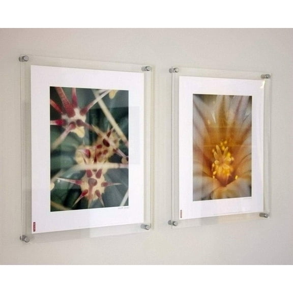 Clear Acrylic Wall Mount Floating Frame for 18 x 24 - Outside Dimension 21 x 27 Made in the USA