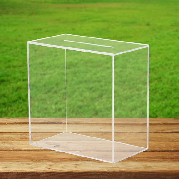 Clear Acrylic Wedding Card Box Large DIY Card Boxes with 4 "Card" Text Stickers Gift Money Box Holder for Wedding Reception Anniversary Birthday Party Baby Shower Graduation Decorations