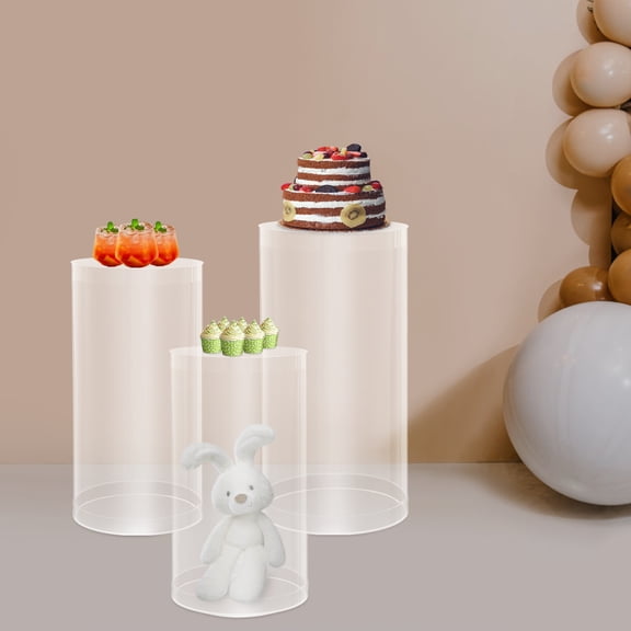 Clear Acrylic Wedding Display Pedestals Set 3 Pieces for Party Centerpiece Plant Stand Art Display Table Decor Photography Background