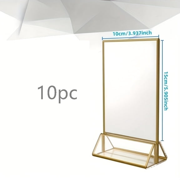 Clear Acrylic Wedding Table Number Holder - Double-Sided Gold Photo Frame Style for Special Occasions