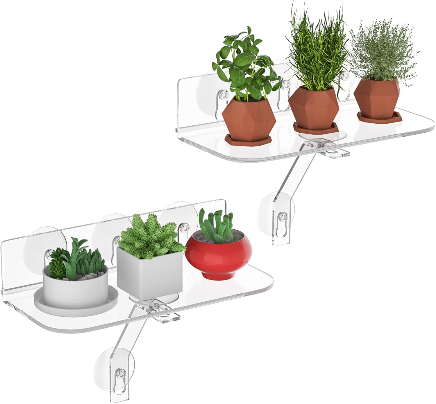 Clear Acrylic Windows Plant Shelves, 12 Inch Window Plant Stand with ...