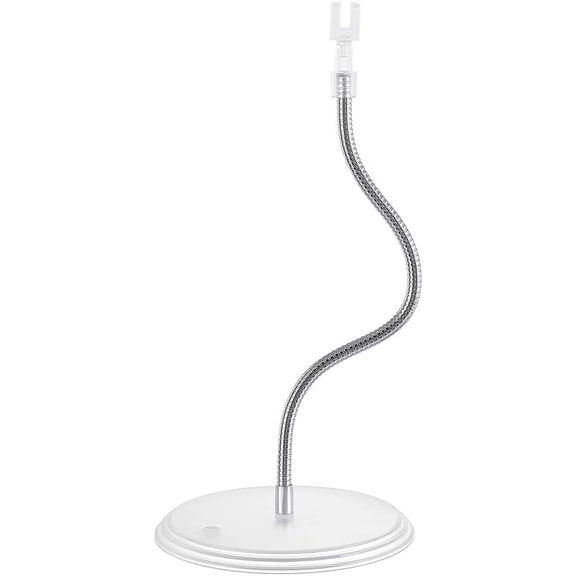 Clear Action Figure Stand Round Plastic Base with Metal Flexible Snake Bone Support and 2 Styles Waist Clips Figures Model Display Holder for HG RG SHF 1/144 Figures Clear