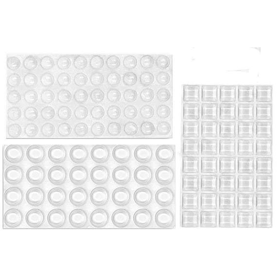 Clear Adhesive Door Bumper Pads,Silicone Sound Dampening Transparent Pads,Silicone Rubber Bumpers for Cabinets Drawers Doors,3 Shapes Durable Silicone Bumpers,122 Pcs