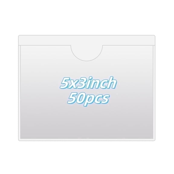 Clear Adhesive Index Card Pockets, Label Holders for Storage Bins and Library Cards, 3" x 5", 50 Pcs