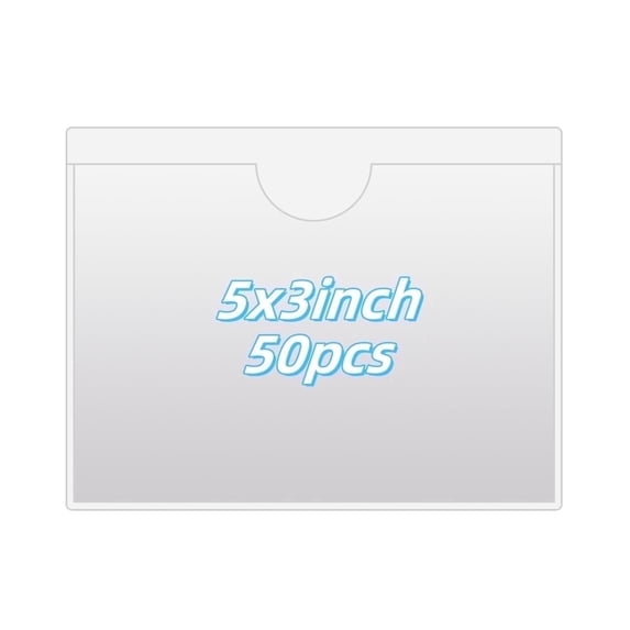 Index Card File Pockets Youersen, Clear Adhesive Index Card Pockets, 50 Pcs, 3x5 inches ...