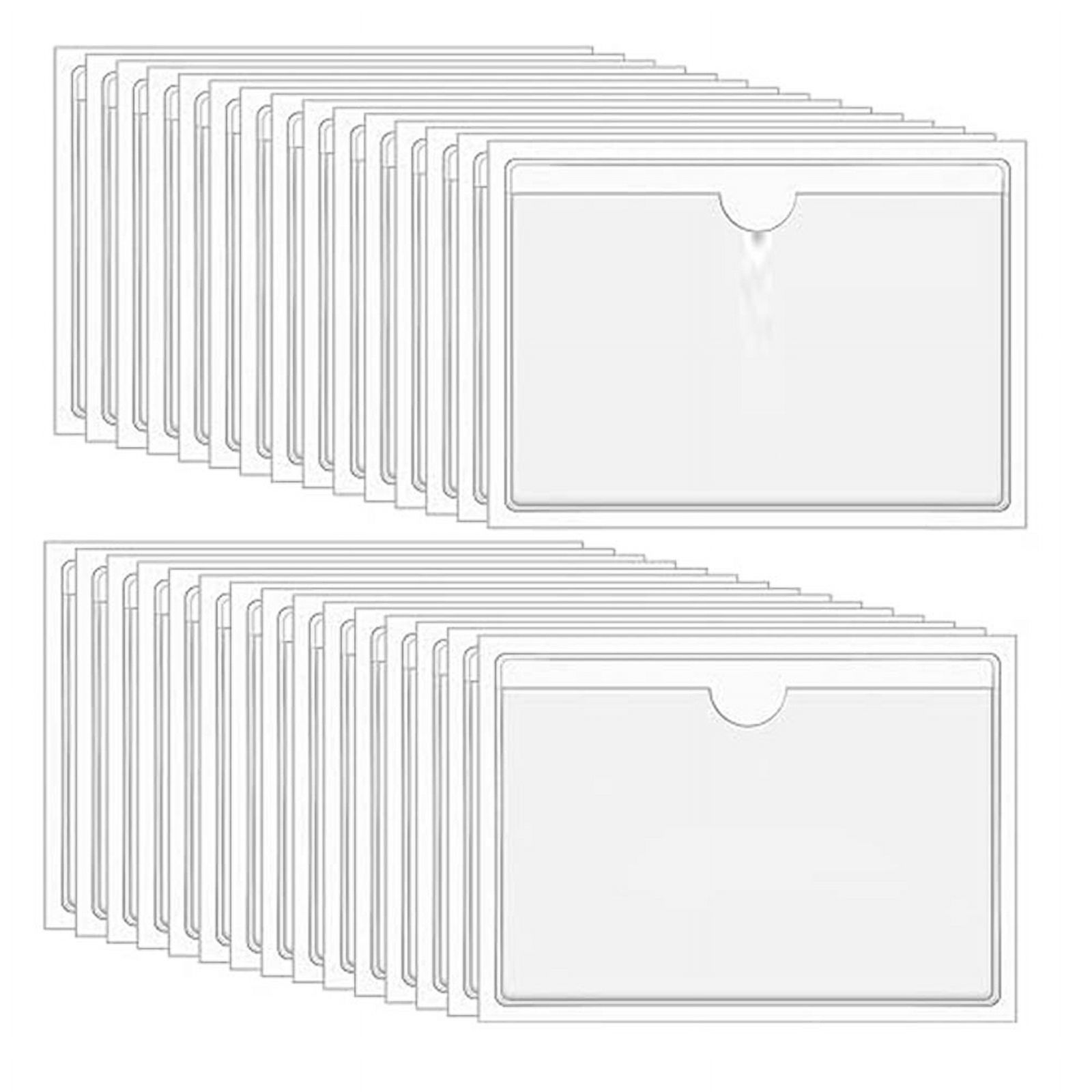Clear Adhesive Pockets 3X5In Index Card Pockets Sleeves Self Adhesive with Top Loading Label