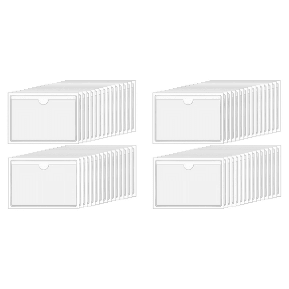 Clear Adhesive Pockets 4X6In Index Card Sleeves Self with Top Loading Label (60 PCS)